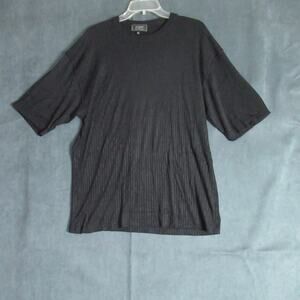 Vintage Raffi Linea Uomo Shirt Mens XL Black Ribbed Knit Short Sleeve 90s Italy